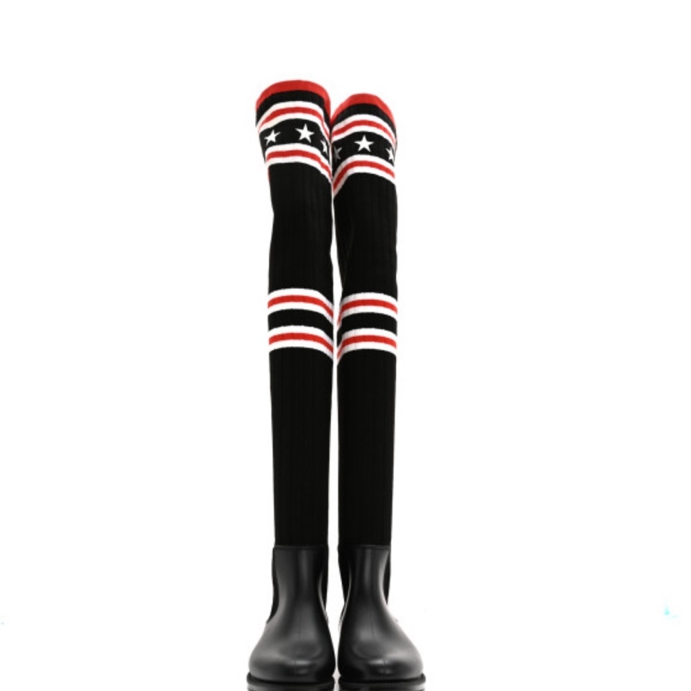 Givenchy Knit Rubber Storm Over The knee Star Patterned Boots - Picture 7 of 11